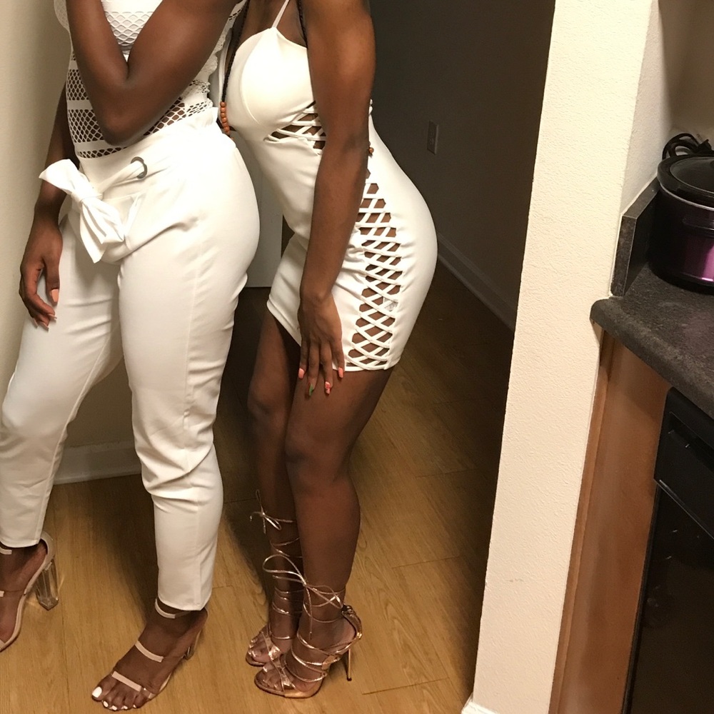 White dress with cut out sides